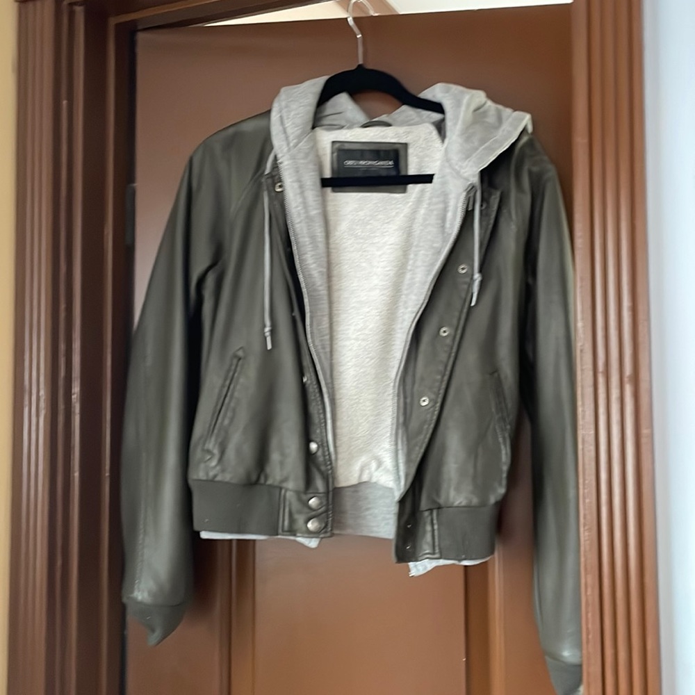 Obey green leather jacket